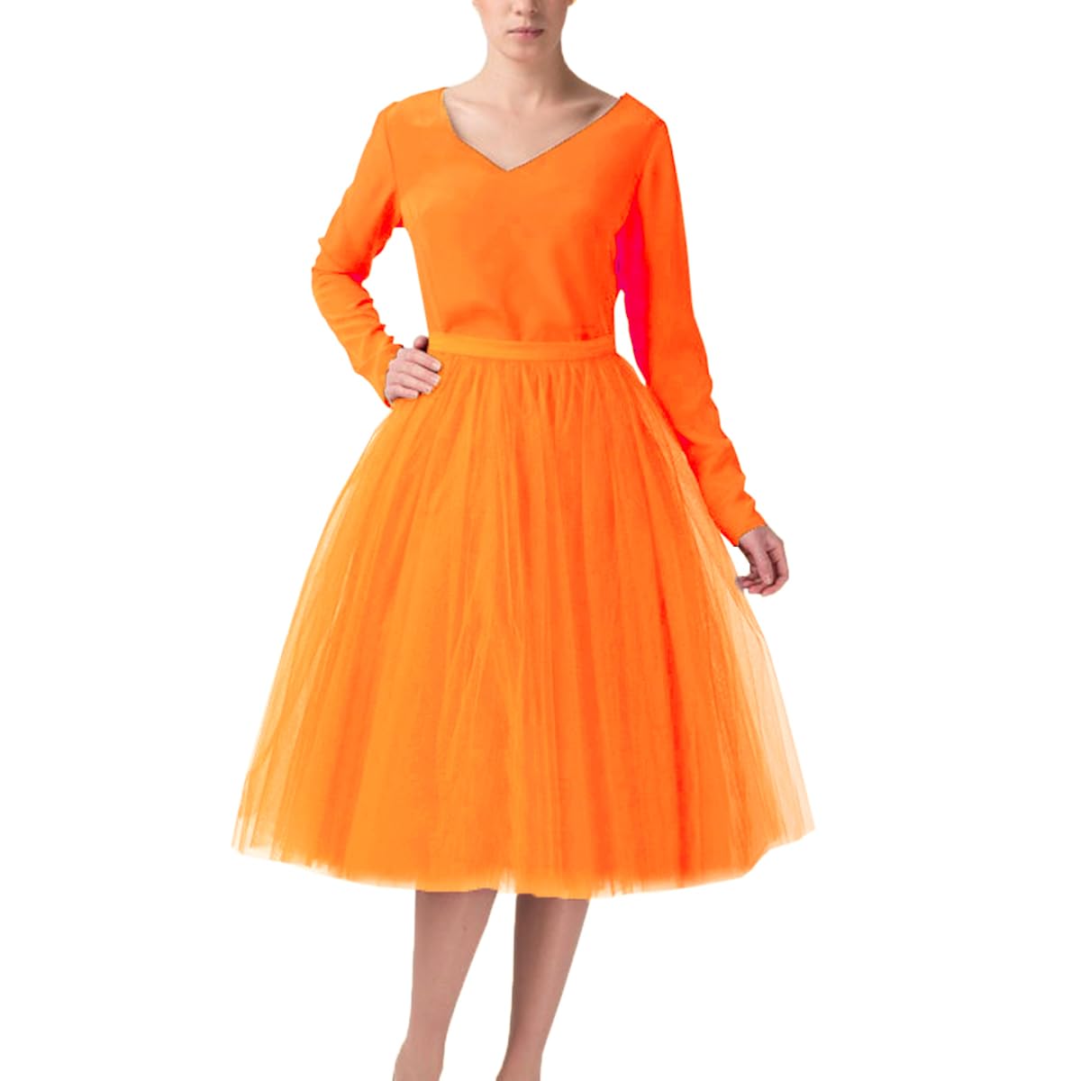 WDPL Women's A-Line Tulle Skirt Elastic Waist Petticoat Bridesmaid Tutu