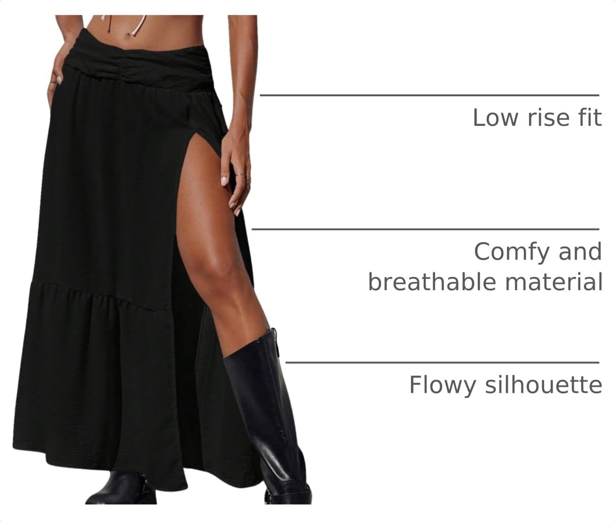 SHENHE Women's Western High Slit Maxi Skirt Country Cowgirl Outfits