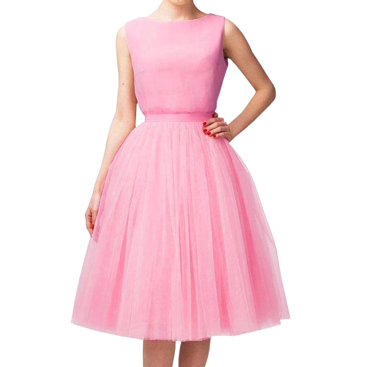 WDPL Women's A-Line Tulle Skirt Elastic Waist Petticoat Bridesmaid Tutu