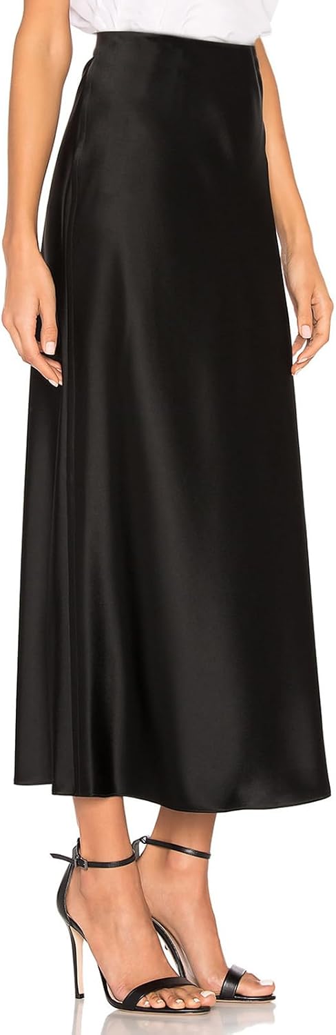 Women's 2026 Satin Maxi Skirts High Waisted Silk Casual Long Skirt
