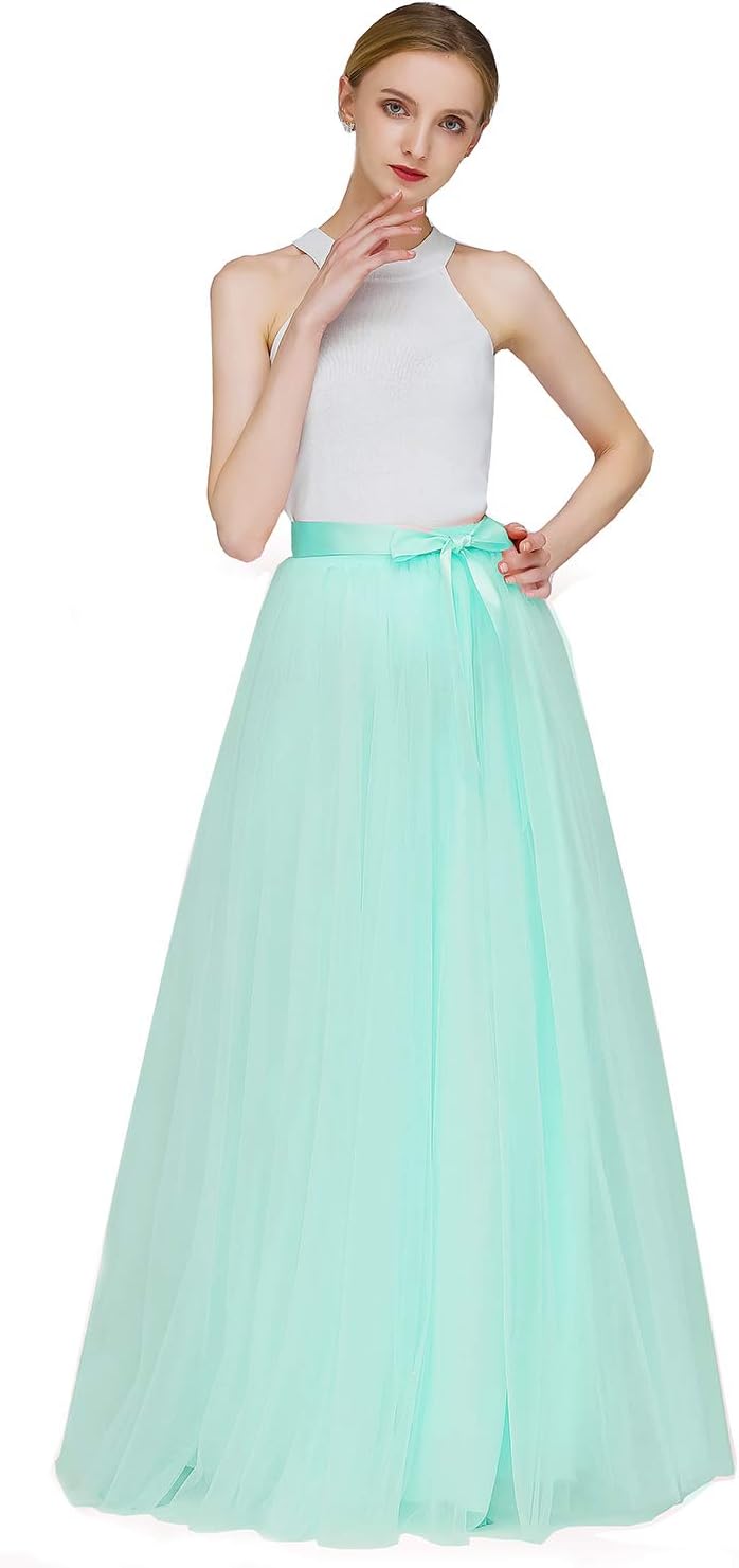 EllieHouse A Line Long Full Bridesmaid Tulle Skirt for Wedding Evening Party Prom P68