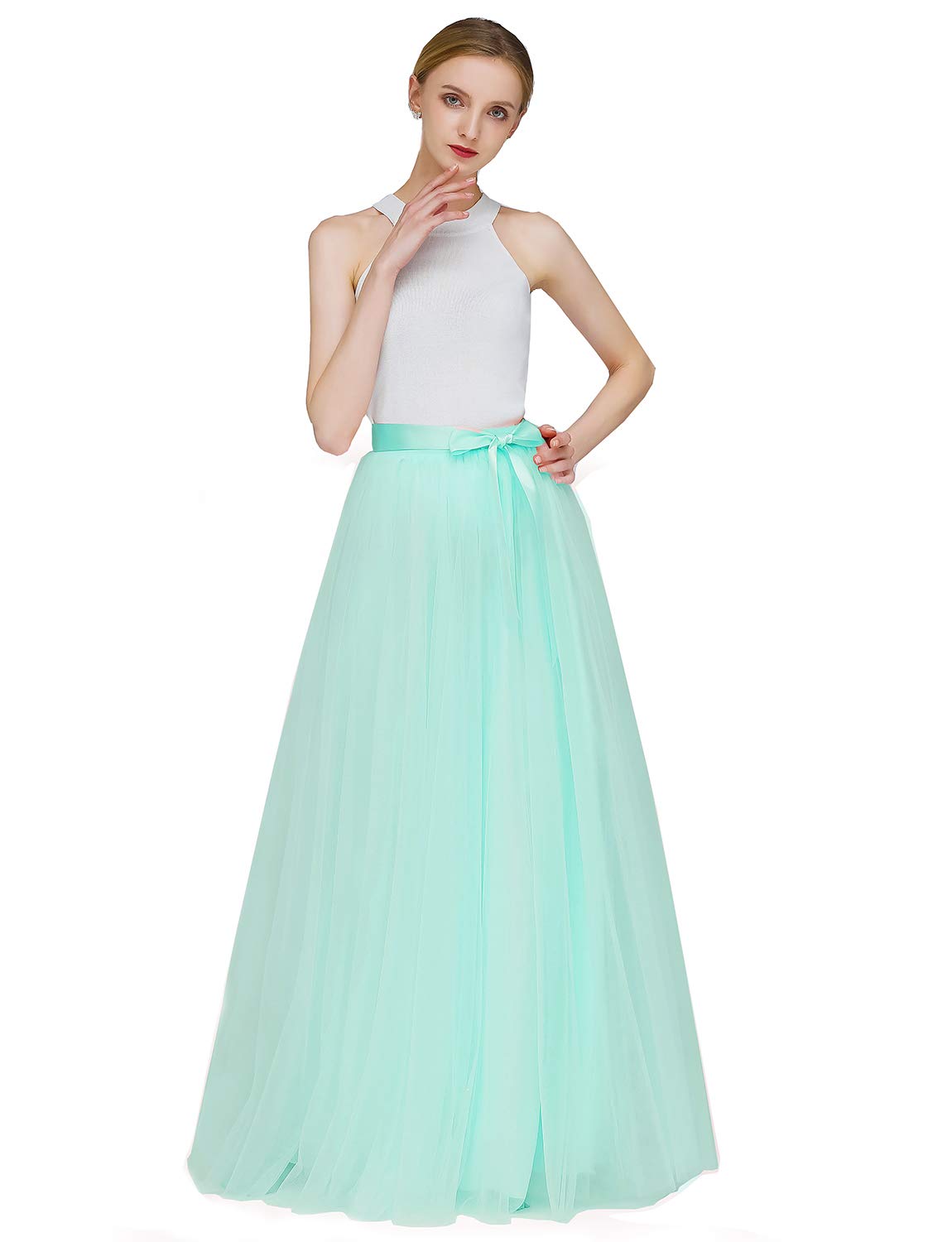 EllieHouse A Line Long Full Bridesmaid Tulle Skirt for Wedding Evening Party Prom P68