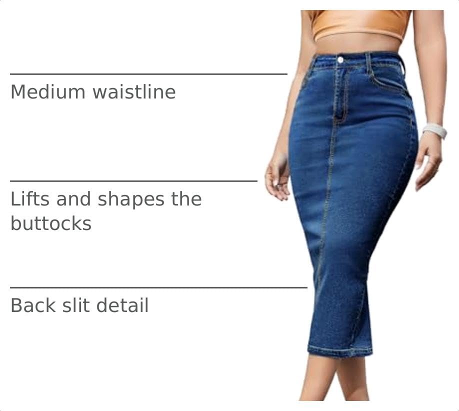 Women's Long Jean Skirts Stretch Denim Midi Skirts Bodycon A Line Dress