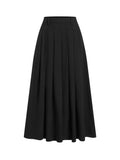 CIDER Womens Jean Skirts Long Denim Pleated A Line Skirt with Pockets