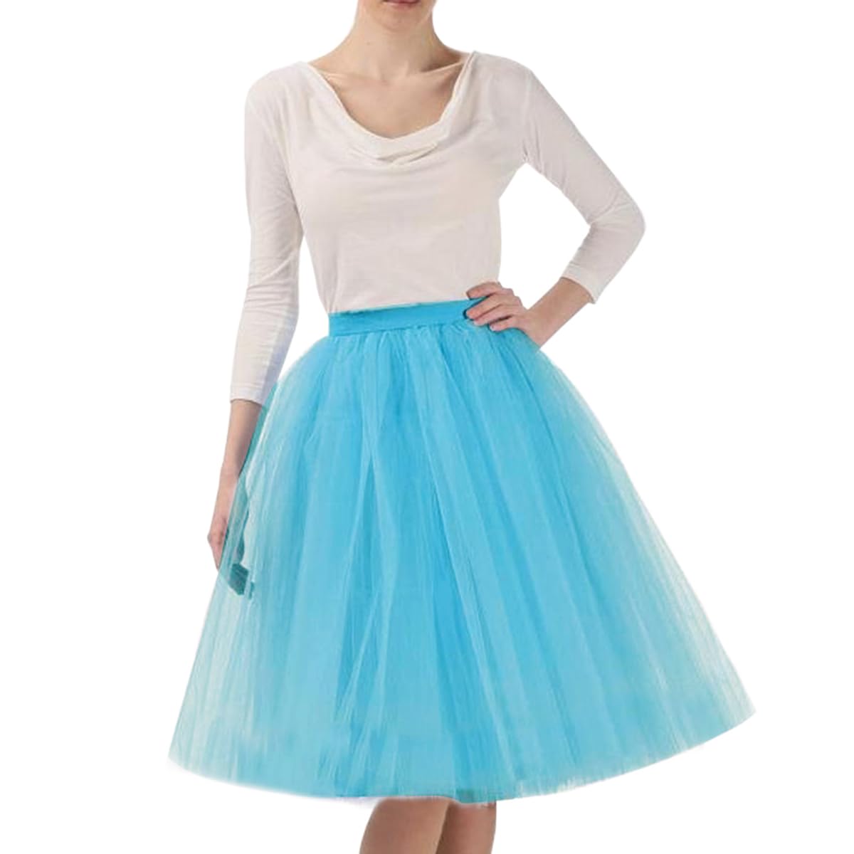 WDPL Women's A-Line Tulle Skirt Elastic Waist Petticoat Bridesmaid Tutu