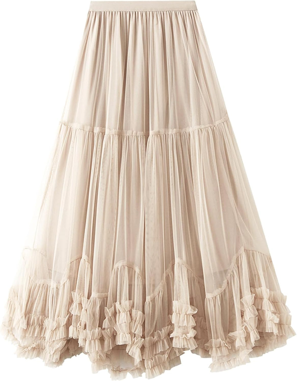 Flygo Womens Maxi Tulle Skirt A Line Tiered Mesh Tutu Fairy Skirts