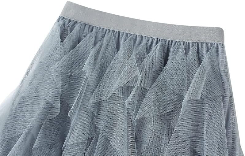 Womens Tulle Skirt A Line Midi Ruffle Mesh High Waisted Formal Fairy Flowy Tiered Skirts