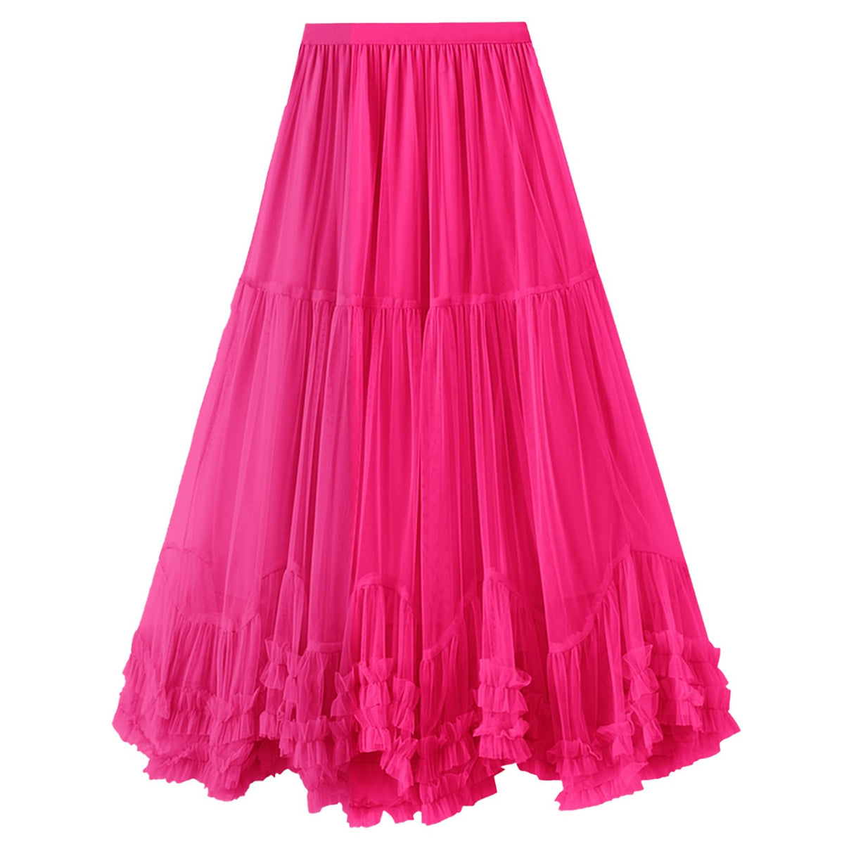Flygo Womens Maxi Tulle Skirt A Line Tiered Mesh Tutu Fairy Skirts