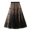 Dirholl Women's A-Line Fairy Patterned Elastic Waist Ruffle Tulle Layered Midi Skirt
