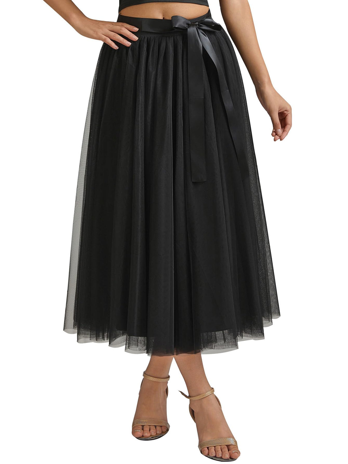 A line Tea Length Tulle Skirt for Party Prom Casual Wear