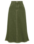 Belle Poque Long Frayed Skirt Jean Skirts for Women Denim