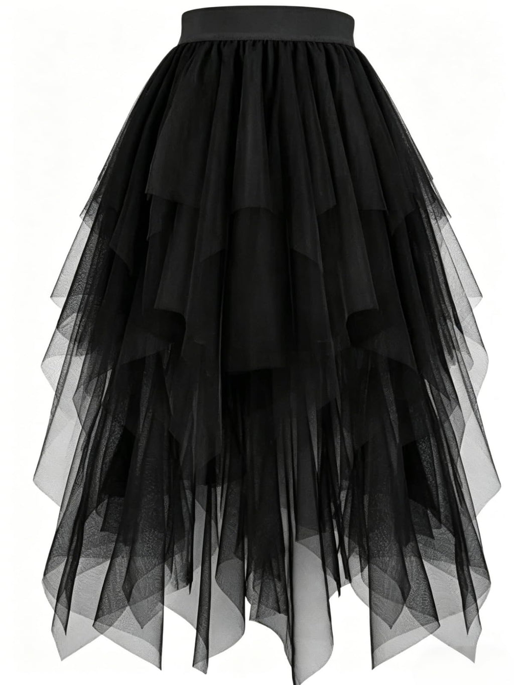 Women's Tulle Skirt High Low Layered A-Line Midi Fairy Skirt - Midi Length Irregular Tutu Skirt for Party 80s Outfit
