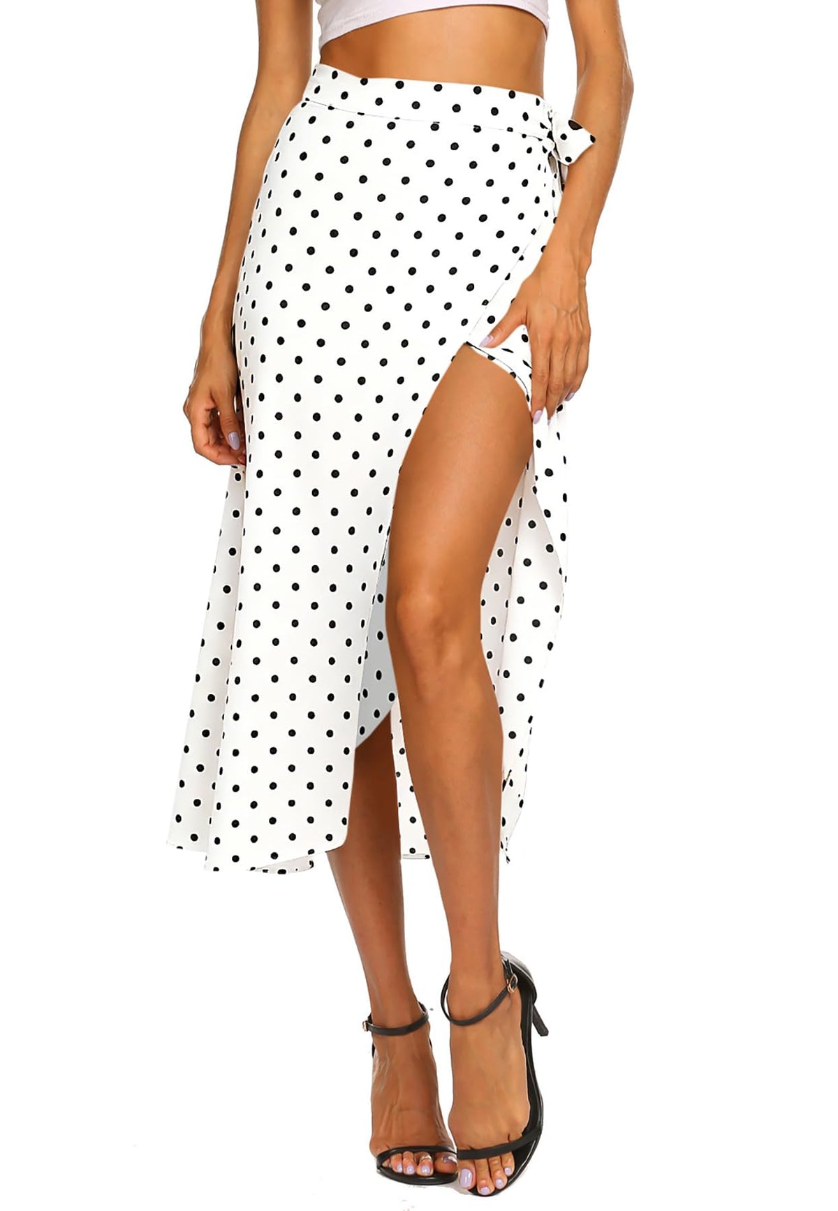 Newchoice Women's Boho Leopard Skirt High Low Split Summer Beach Midi Wrap Skirts