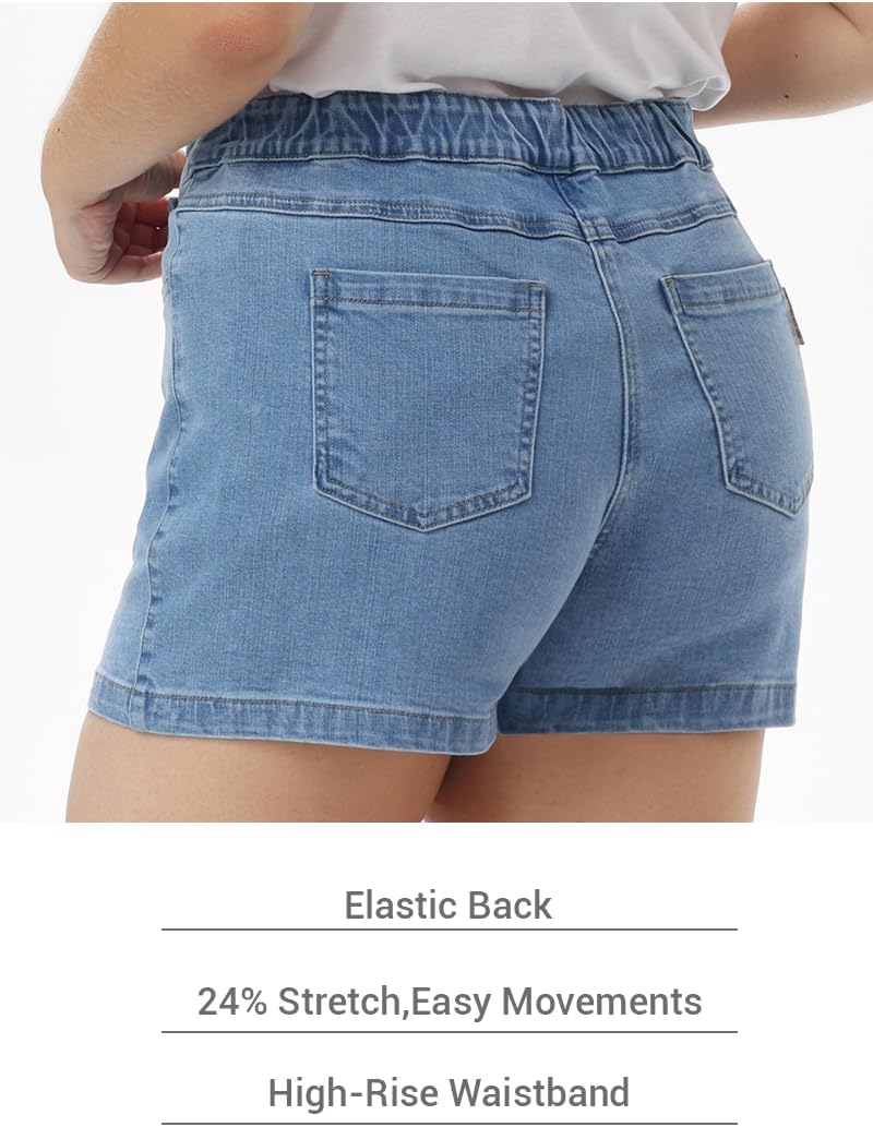 Women's High Waisted Denim Skort with Built-in Shorts, Wrap Front & Pockets