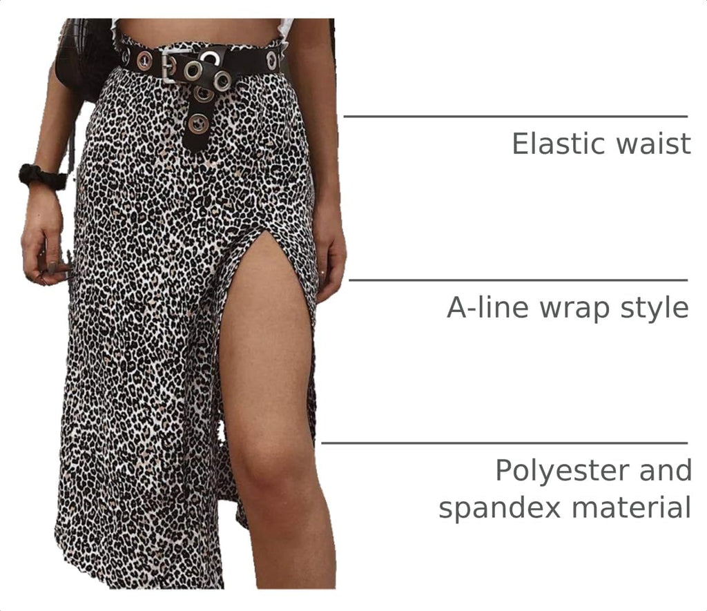 HIGO FASHION Women's Leopard Maxi Skirt,High Waist Stretch