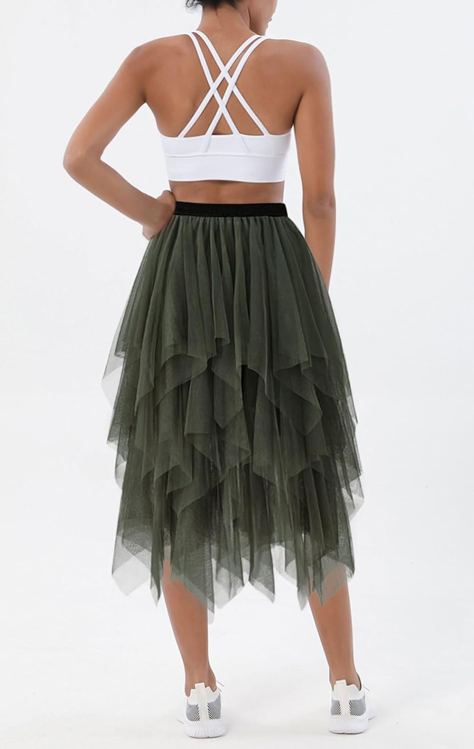 Tulle Skirts for Women Midi Long Tutu Skirt A-Line Mesh Layered Fairy Trendy High Elastic Waist Halloween Skirts