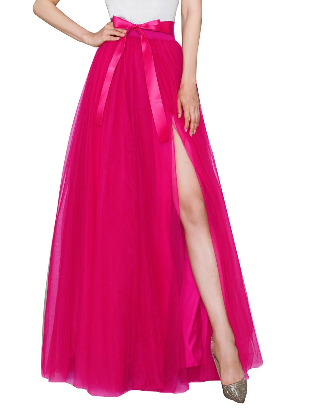 EllieHouse Adult Split Long Floor Prom Party Evening Tulle Skirt P61