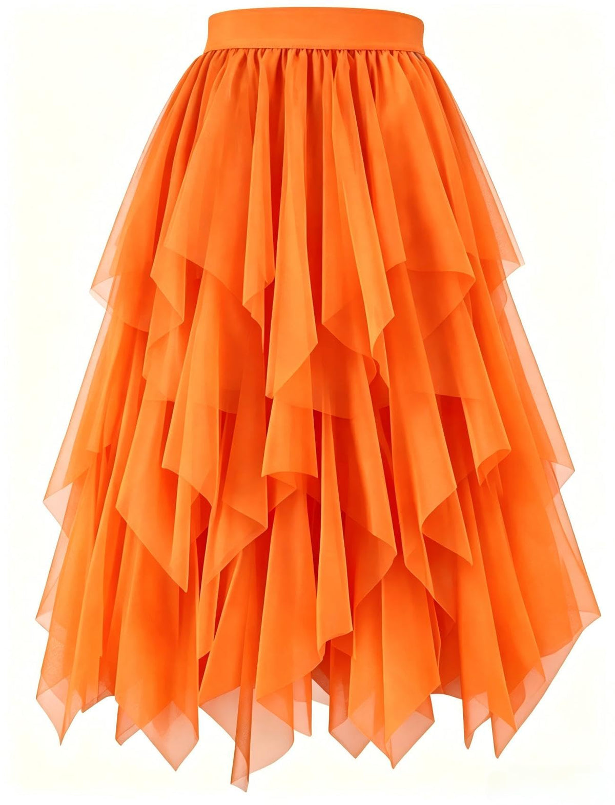 Women's Tulle Skirt High Low Layered A-Line Midi Fairy Skirt - Midi Length Irregular Tutu Skirt for Party 80s Outfit