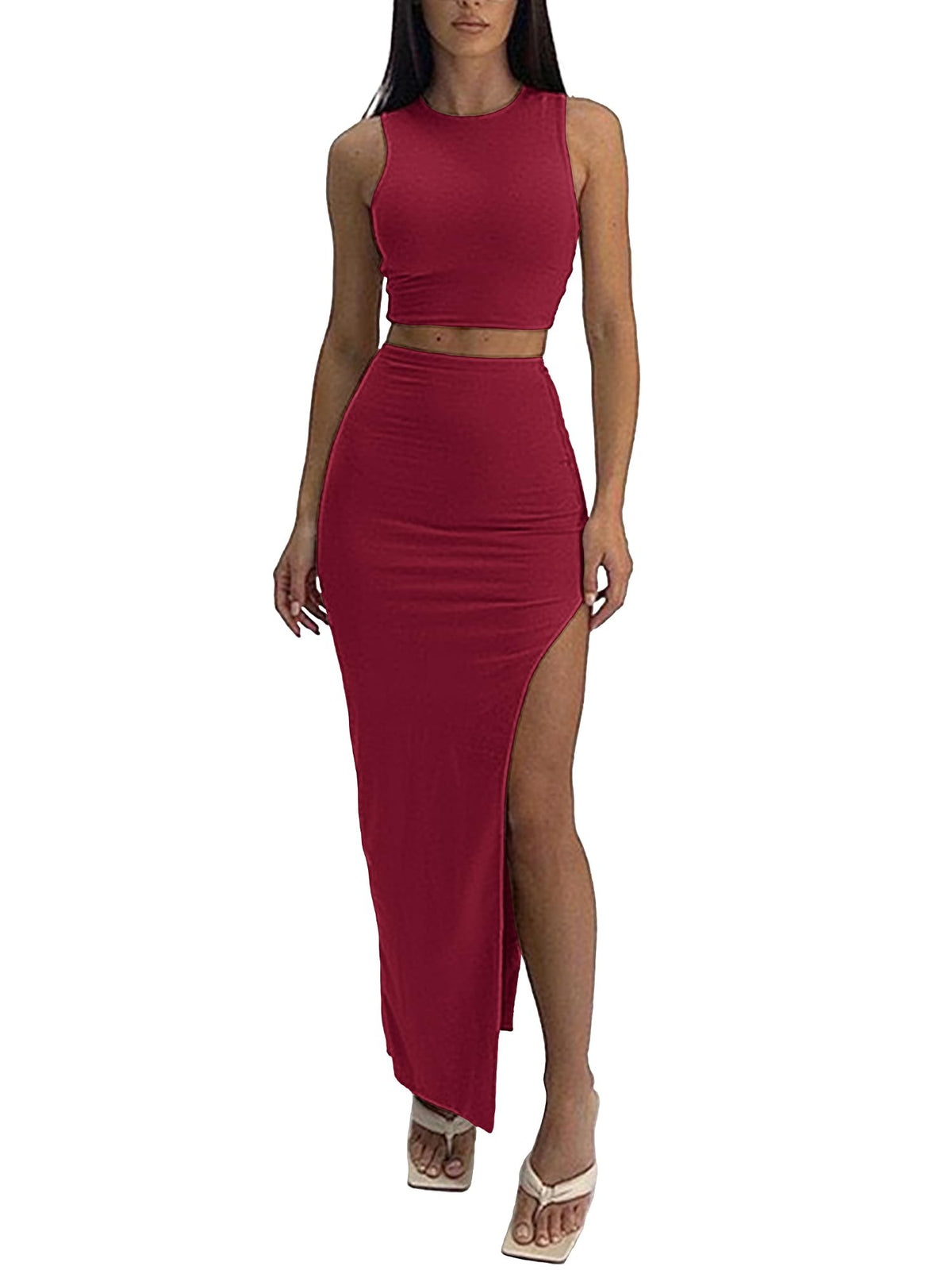 ELLEVEN Sexy 2 Piece Maxi Skirt Sets for Women, Going Out Outfits