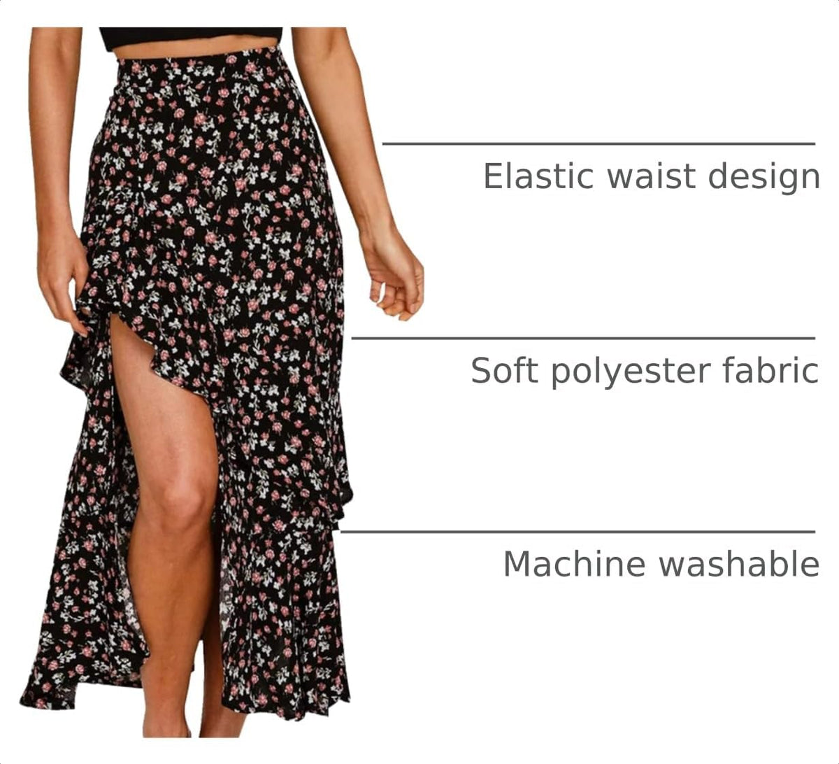 BTFBM Boho High Low Long Maxi Skirts for Women