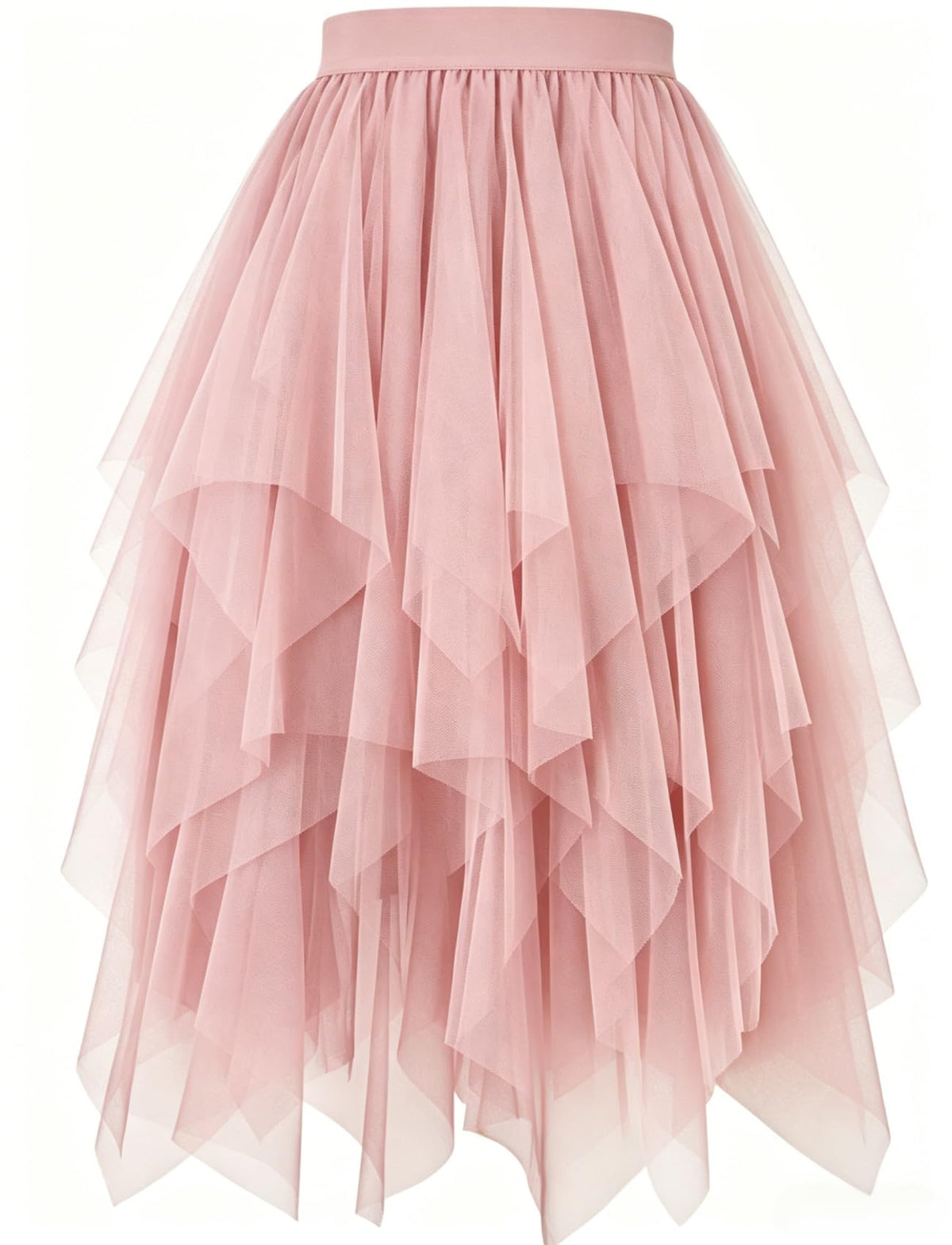 Women's Tulle Skirt High Low Layered A-Line Midi Fairy Skirt - Midi Length Irregular Tutu Skirt for Party 80s Outfit