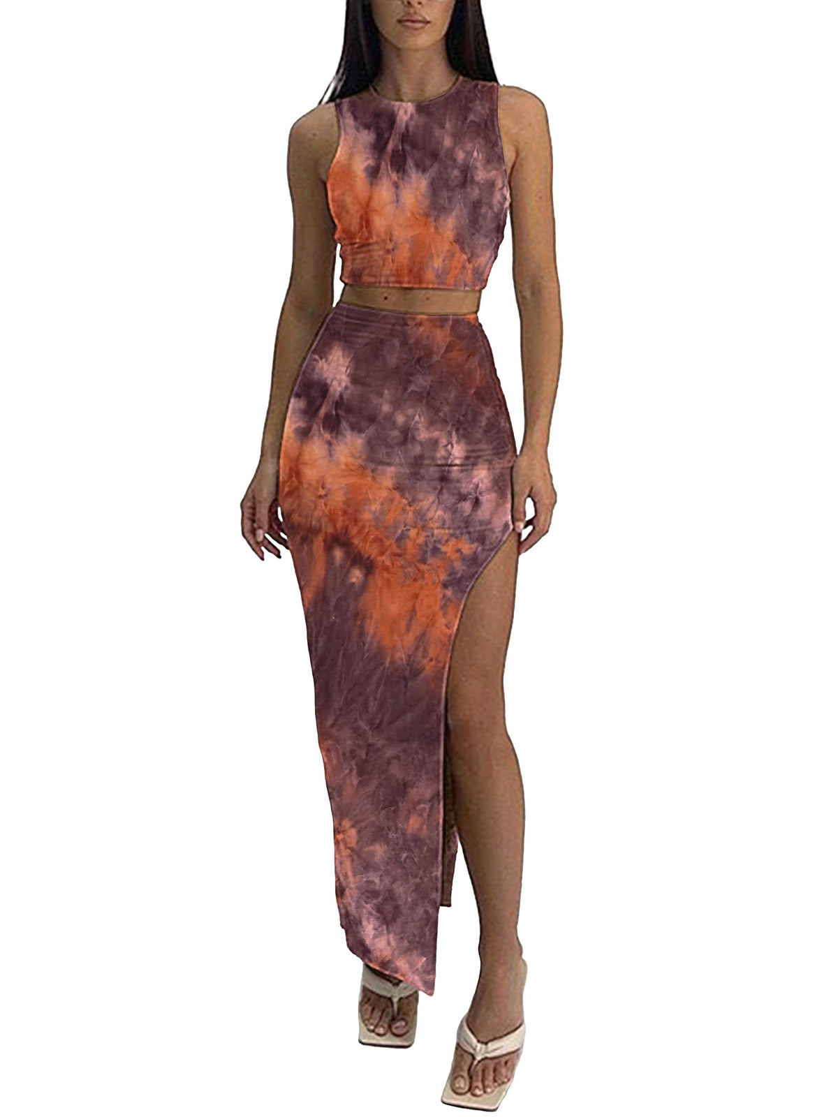 ELLEVEN Sexy 2 Piece Maxi Skirt Sets for Women, Going Out Outfits