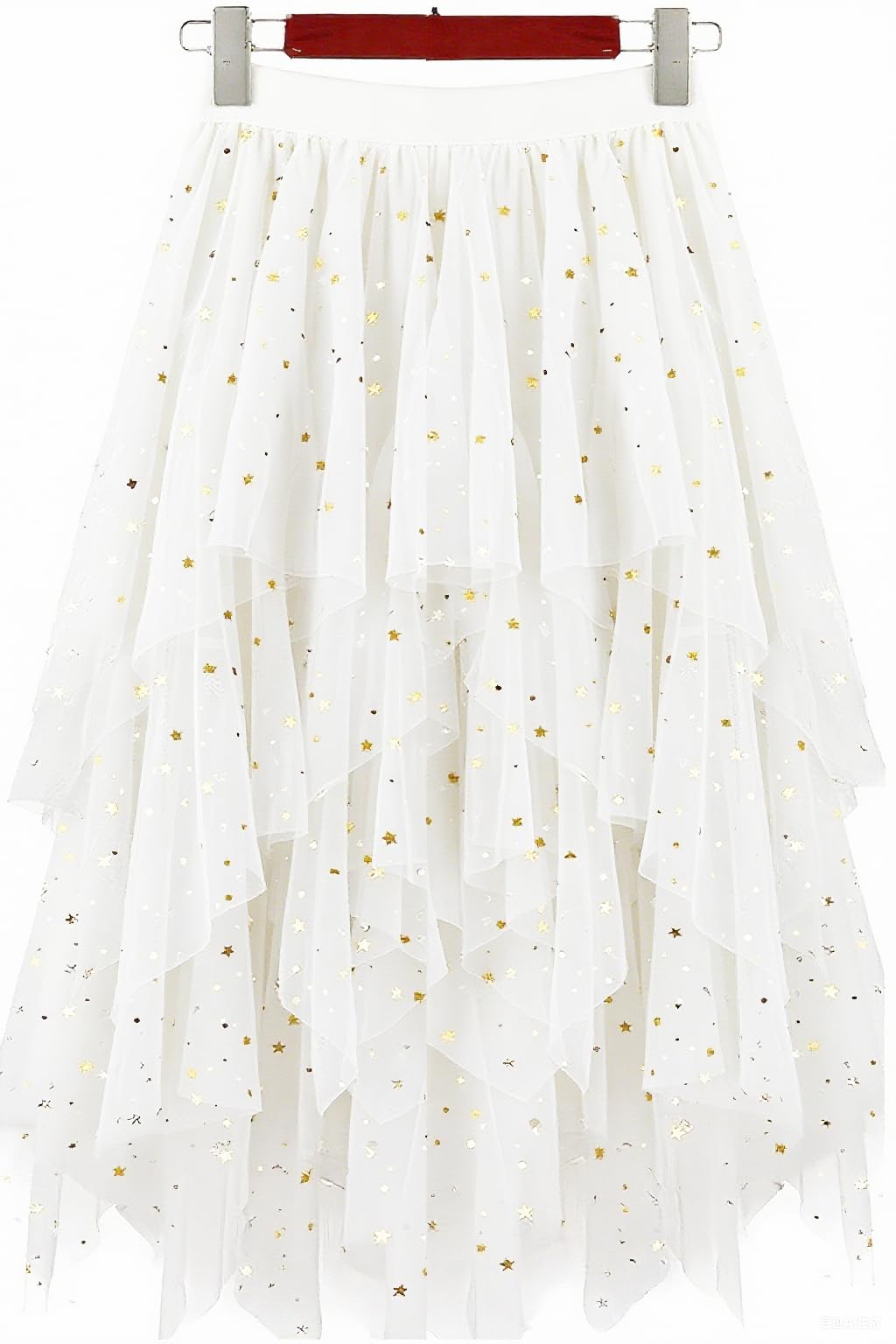 LBKKC Tulle Skirts for Women, Puffy Skirt Asymmetrical Midi Length Ruffled Tutu Layered Mesh Fairy Skirt