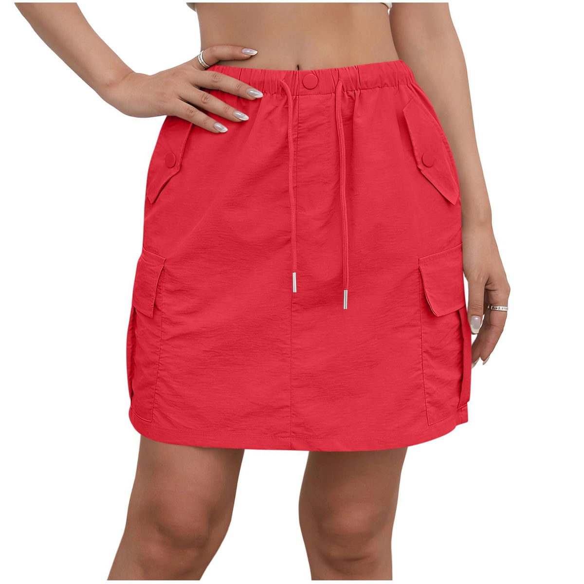 Cargo Skorts for Woman with Pockets Casual Drawstring High Waisted Skorts Summer Outdoor Hiking Golf Workout Skort