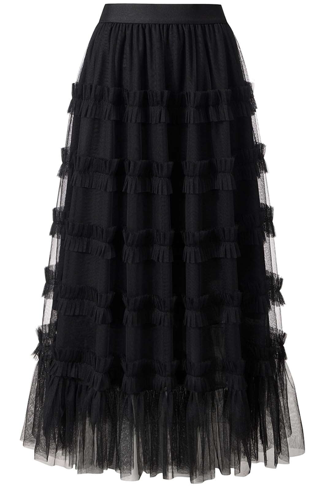 Tulle Skirts for Women Long Length Tutu Fairy Tiered Skirt A Line Mesh Elastic Waist Skirts