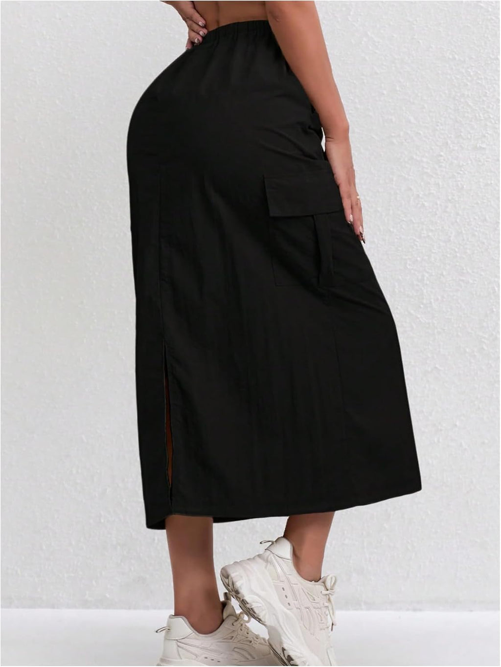 SweatyRocks Women's Y2K Long Cargo Skirt Split Drawstring Waist Casual A Line Skirts with Pockets