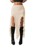 Verdusa Women's Asymmetrical Lace Skirt Western Flowy Skirt Festival Outfit