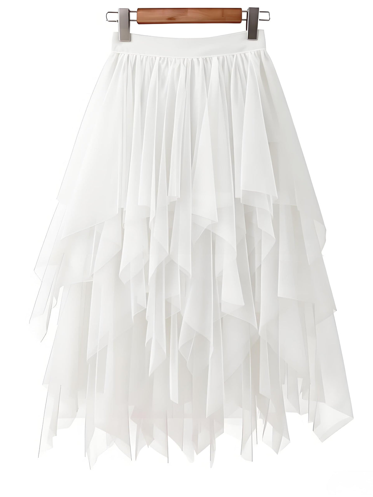 LBKKC Tulle Skirts for Women, Puffy Skirt Asymmetrical Midi Length Ruffled Tutu Layered Mesh Fairy Skirt