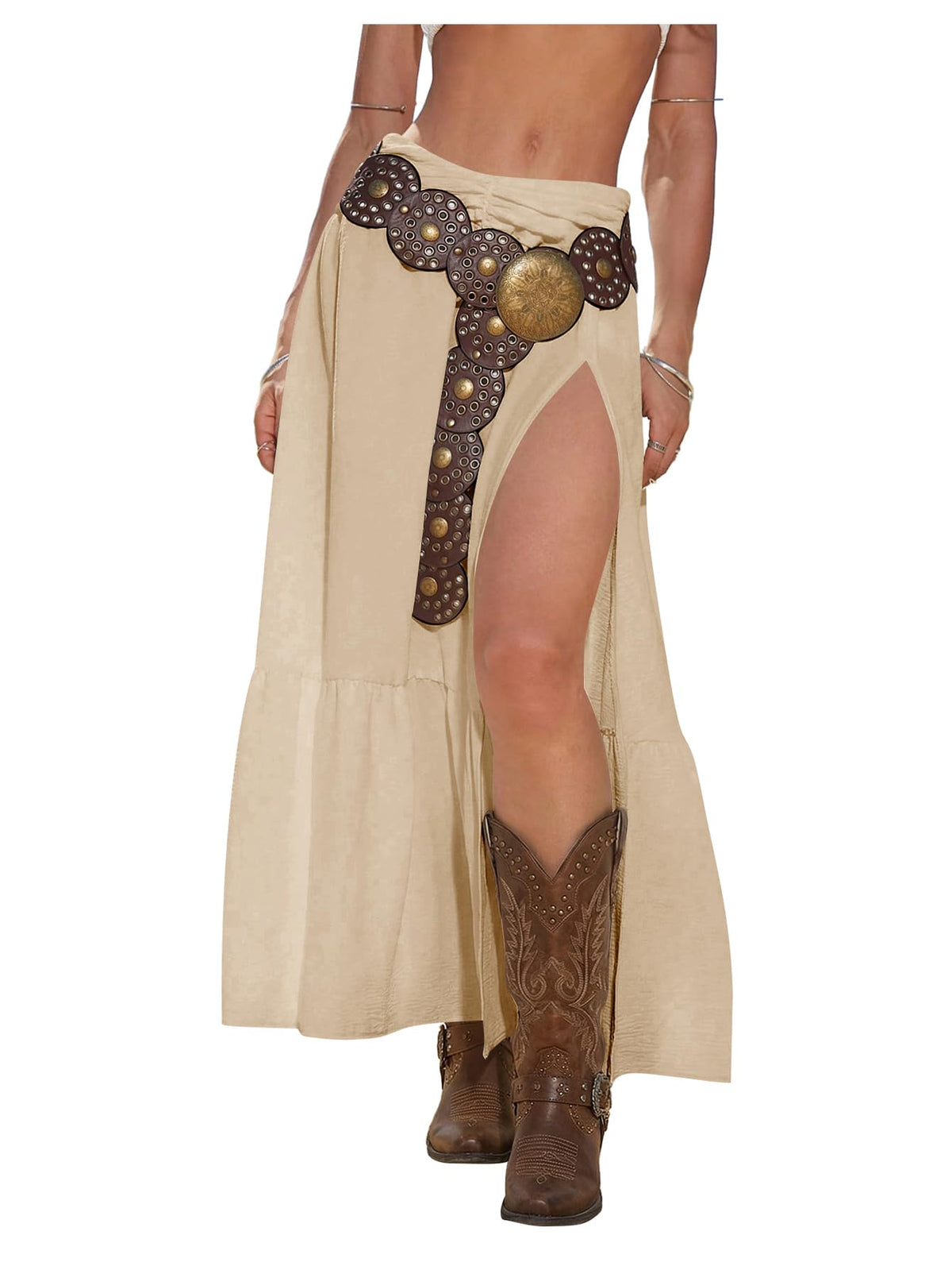 SHENHE Women's Western High Slit Maxi Skirt Country Cowgirl Outfits