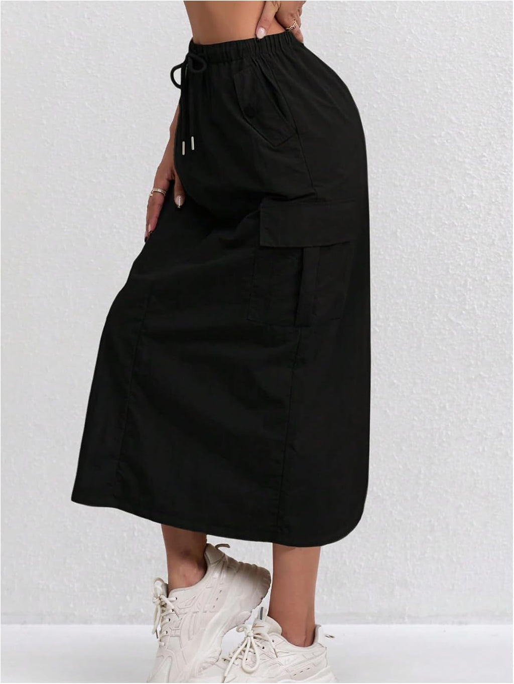 SweatyRocks Women's Y2K Long Cargo Skirt Split Drawstring Waist Casual A Line Skirts with Pockets