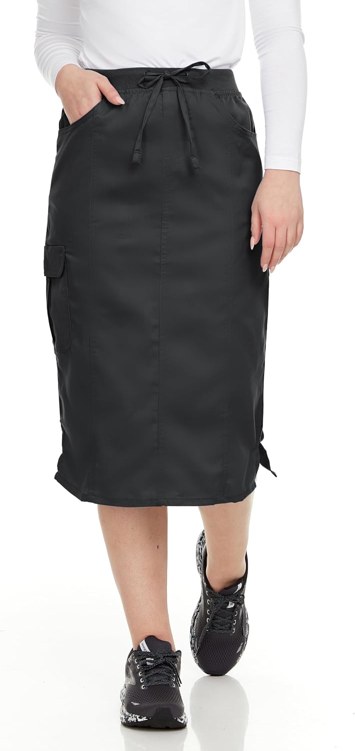 MediChic Women's Stretch Scrub Skirt - 5-Pocket, Comfortable & Durable Workwear Skirt for Healthcare, Medical Nursing