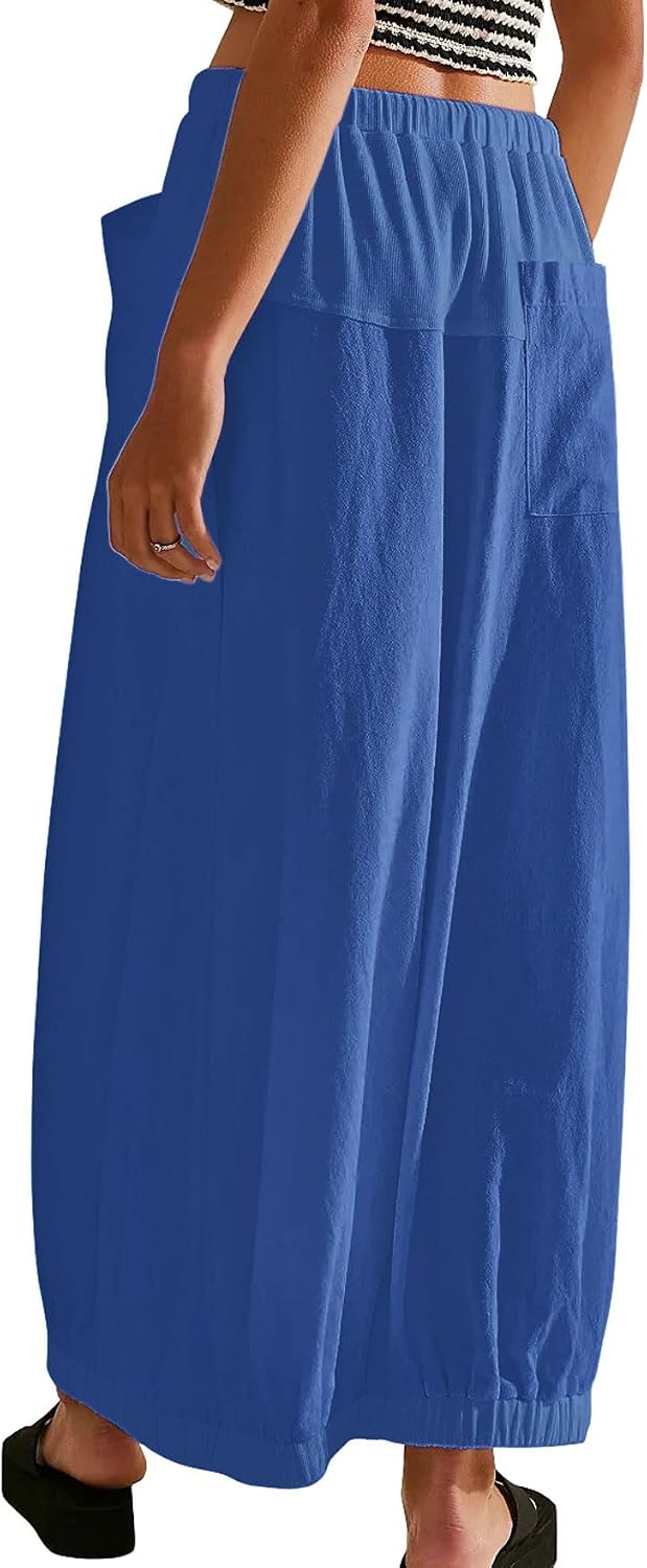 CHARTOU Women Baggy Parachute Skirt Comfy Casual Cotton Y2k Cargo Maxi Long Skirt