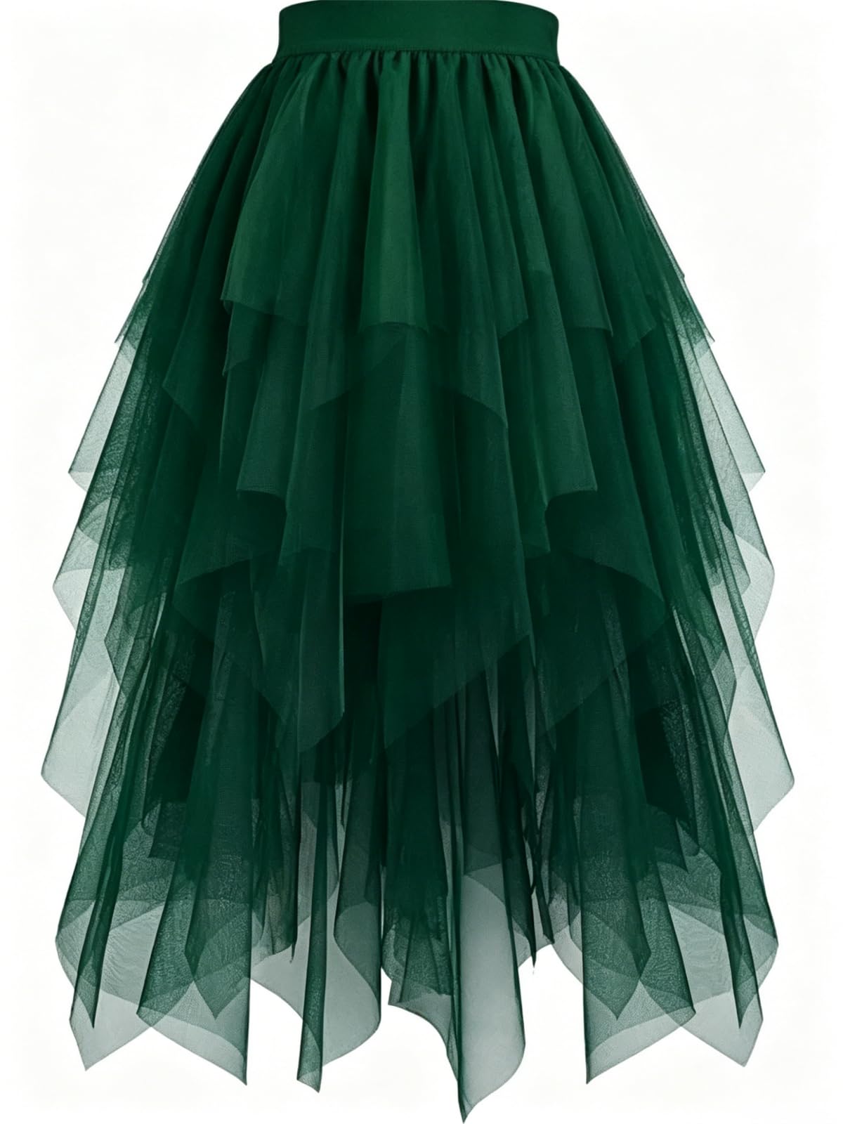 Women's Tulle Skirt High Low Layered A-Line Midi Fairy Skirt - Midi Length Irregular Tutu Skirt for Party 80s Outfit