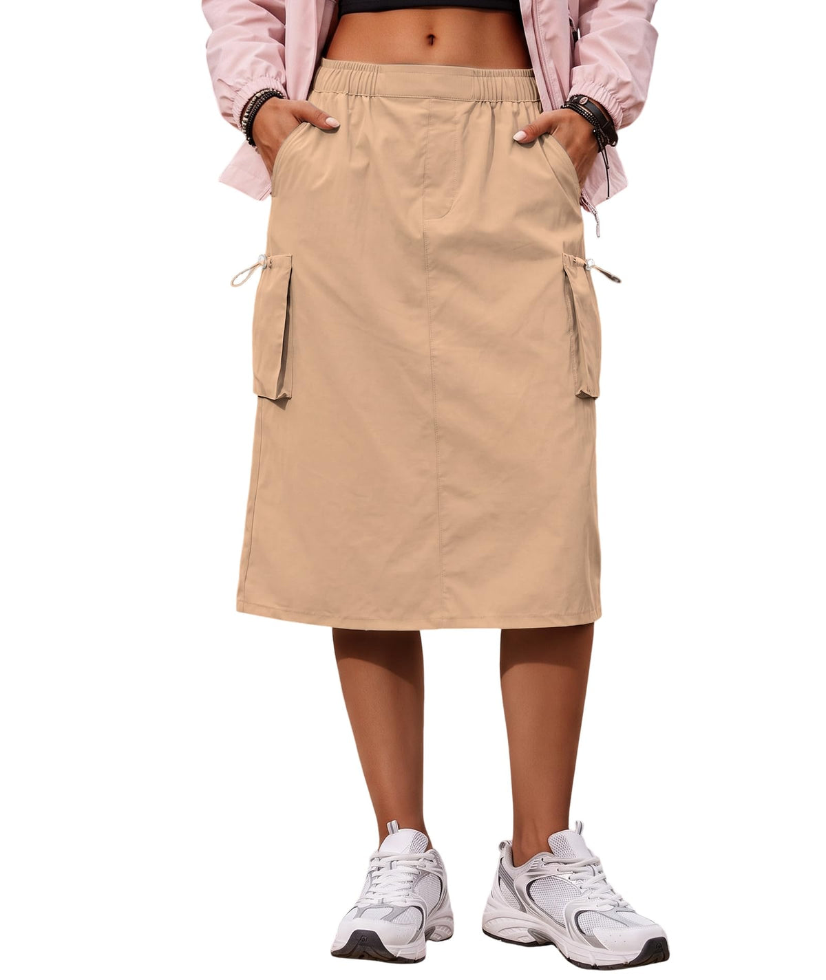 EARKOHA Womens Athletic Skirt Quick Dry Midi Cargo Skirt with 4 Pockets