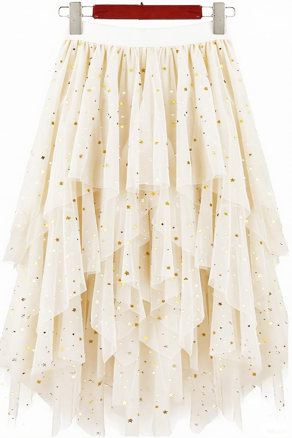 LBKKC Tulle Skirts for Women, Puffy Skirt Asymmetrical Midi Length Ruffled Tutu Layered Mesh Fairy Skirt