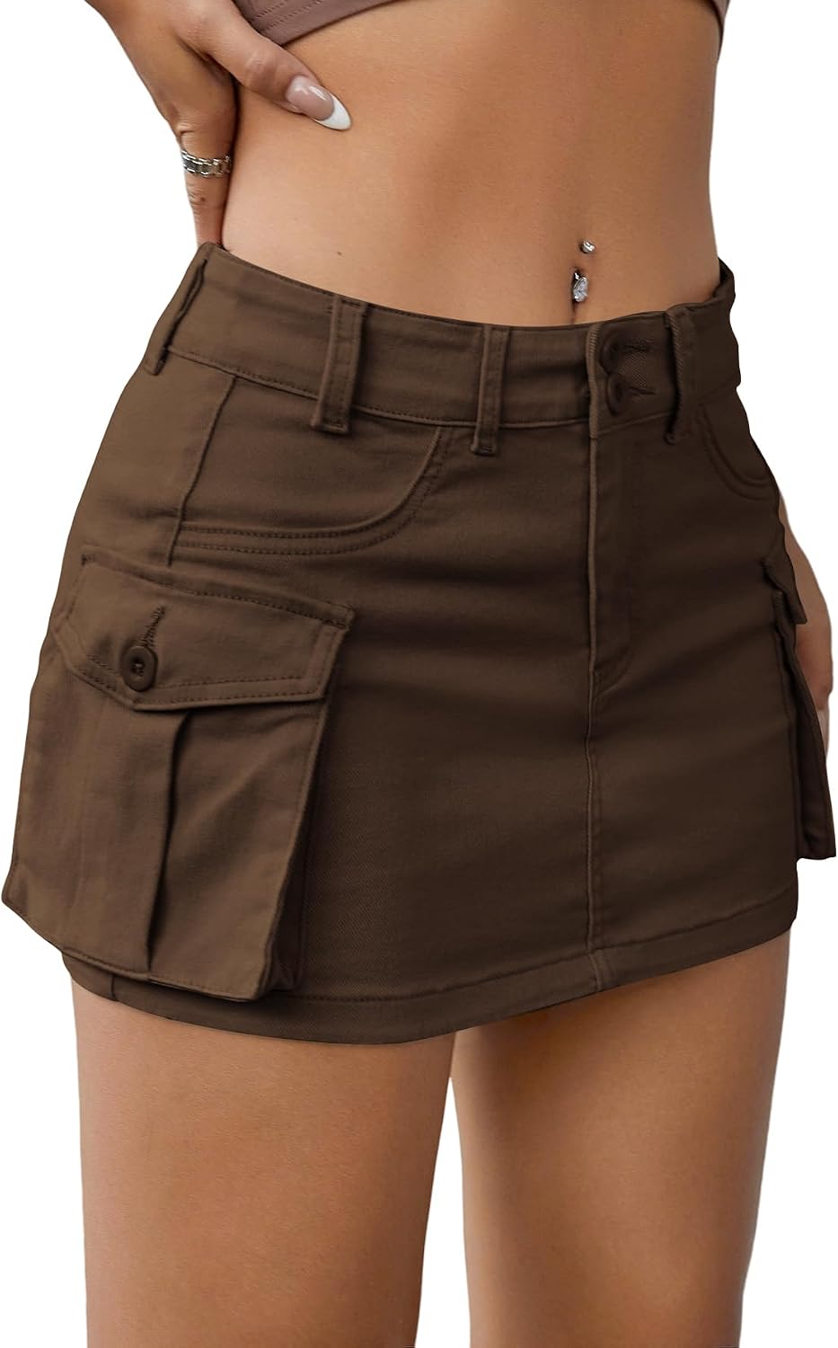 EARKOHA Womens Denim Cargo Mini Skirt Y2K Fall Jean Skirts Flap Pockets