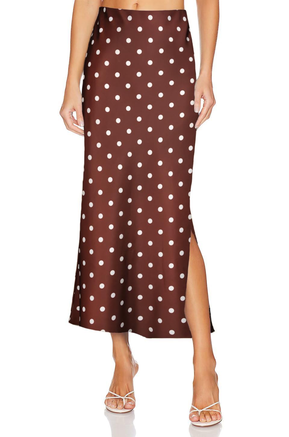 Womens Satin Silk Maxi Slit Skirt Elastic Waistband Leopard Print Maxi Long Satin Slit Skirts for Women