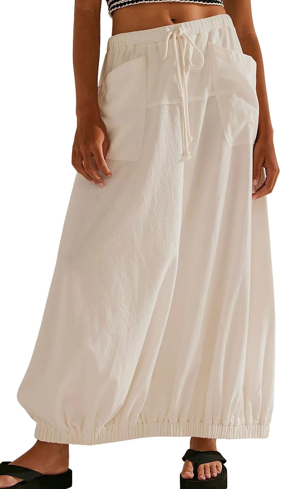CHARTOU Women Baggy Parachute Skirt Comfy Casual Cotton Y2k Cargo Maxi Long Skirt