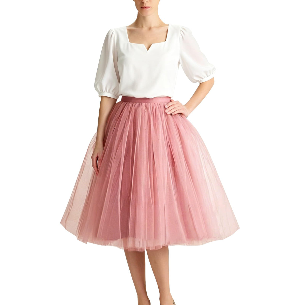 WDPL Women's A-Line Tulle Skirt Elastic Waist Petticoat Bridesmaid Tutu
