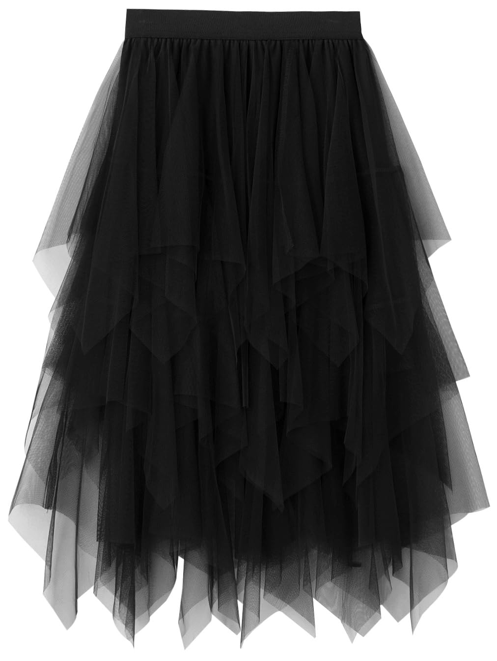 Reaowazo Tulle Skirts for Women Midi Long Fairy Skirt Tutu A-Line Mesh Layered High Elastic Waist Halloween Skirts