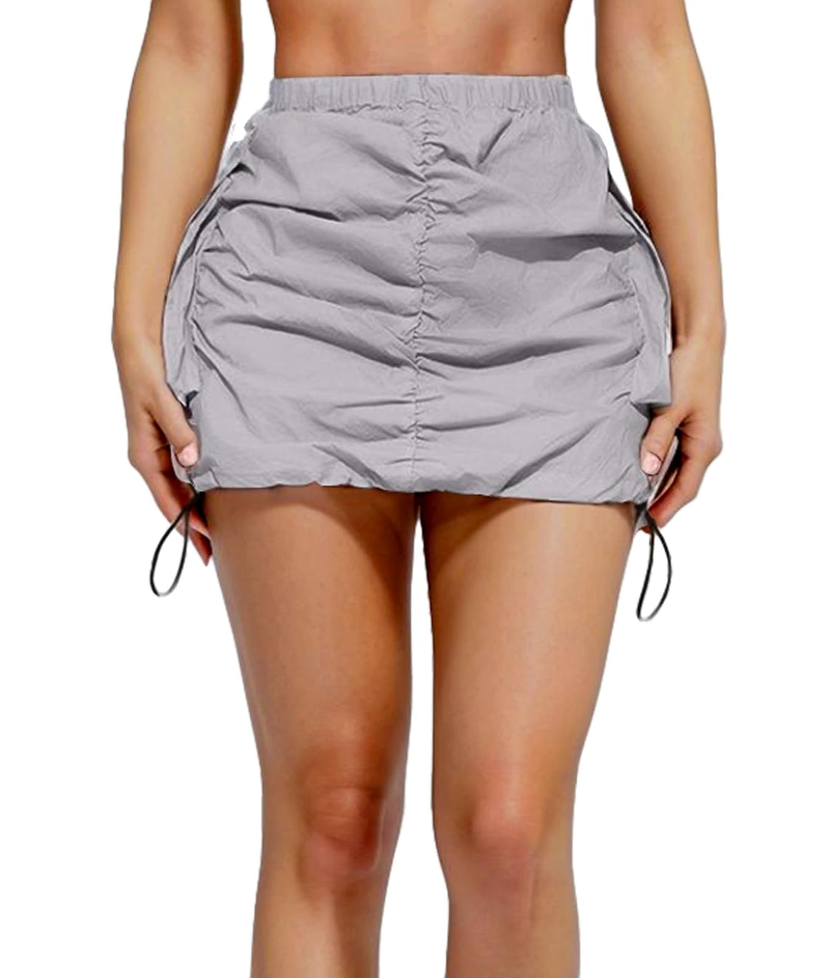 Women Cargo Mini Skirt Ruched High Waisted