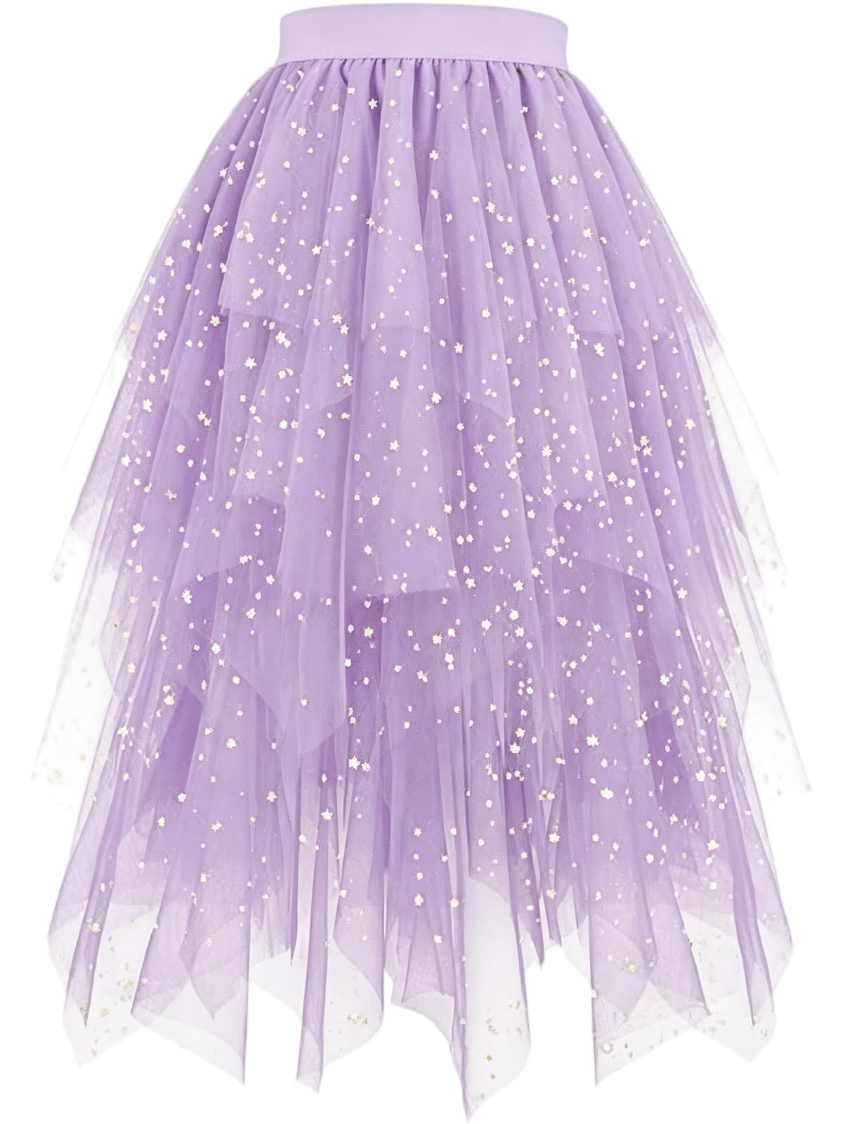 Women's Tulle Skirt High Low Layered A-Line Midi Fairy Skirt - Midi Length Irregular Tutu Skirt for Party 80s Outfit