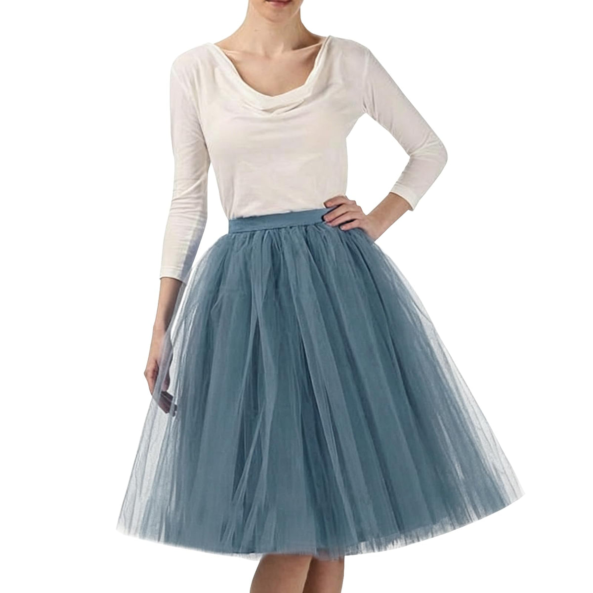 WDPL Women's A-Line Tulle Skirt Elastic Waist Petticoat Bridesmaid Tutu