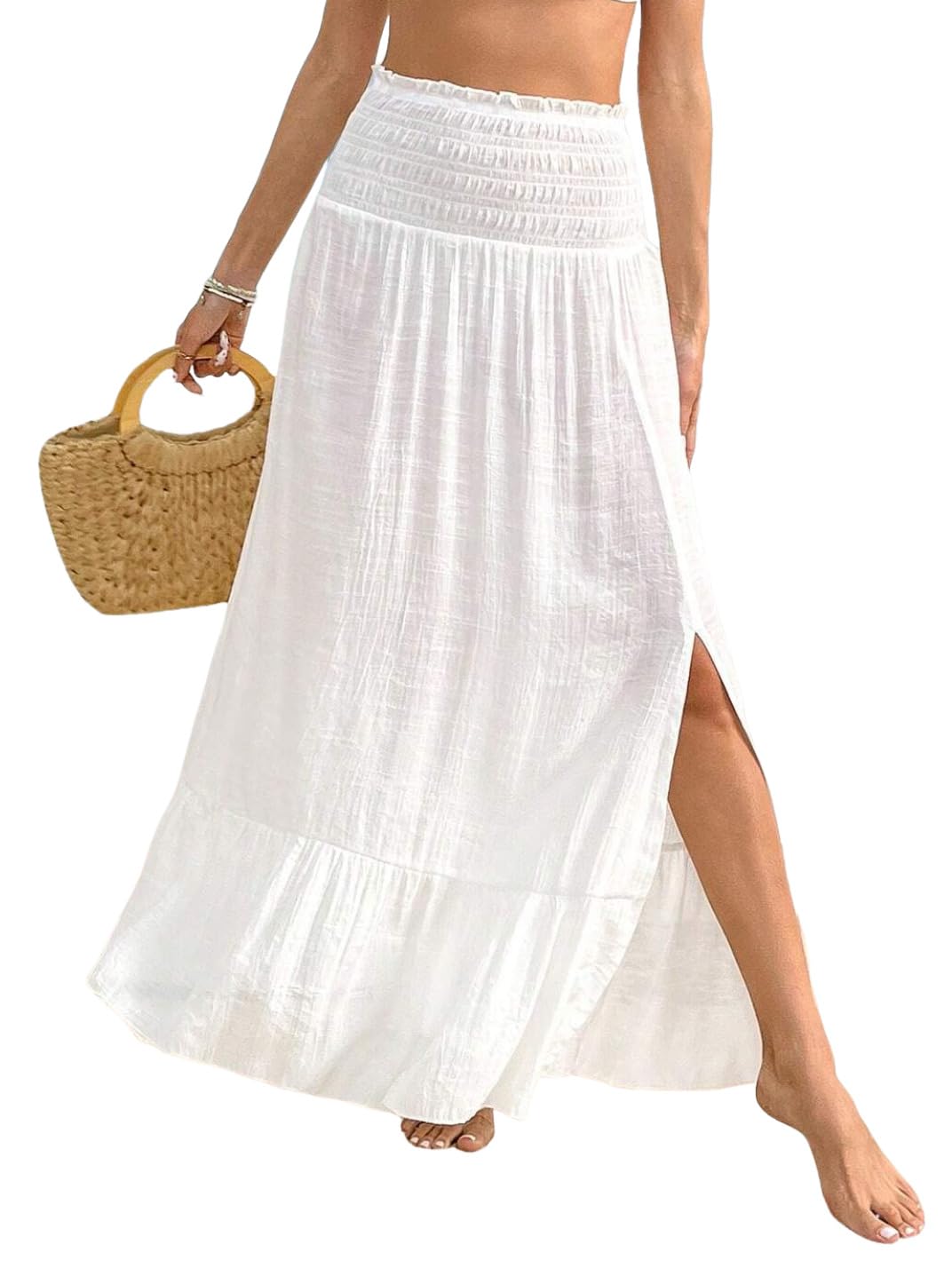 ZAFUL Split to Thigh Swimsuit Coverup for Women Semi-Sheer Maxi Skirt