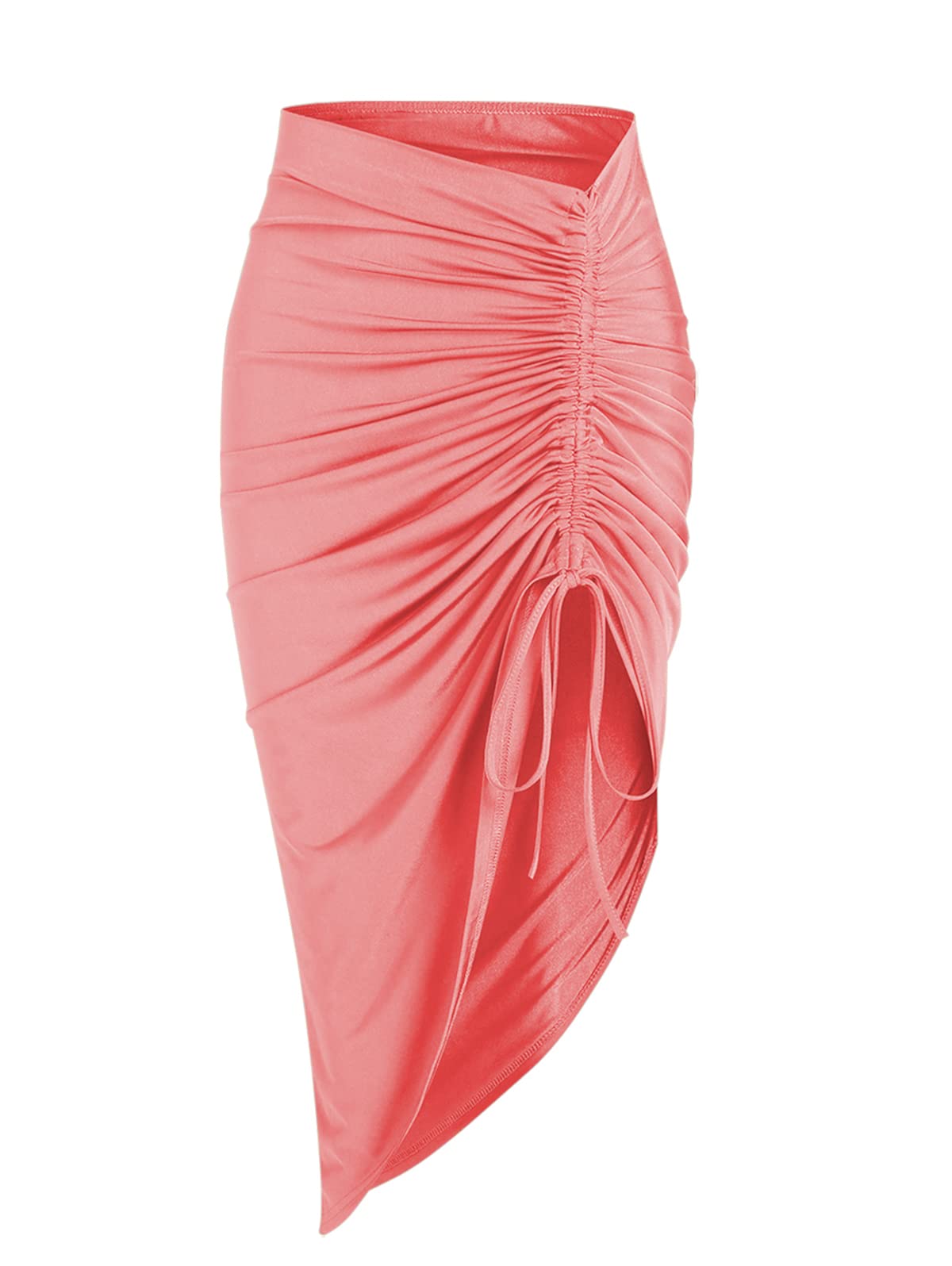 ZAFUL Women's Boho Skirt Asymmetrical Skirts Tied Floral Paisley Printed High Waist Ruched Skirts for Women