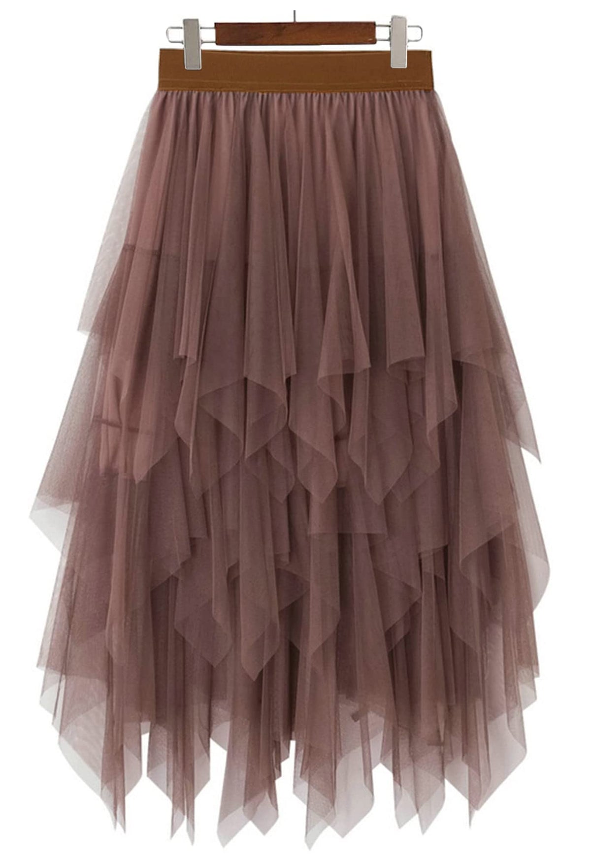 LBKKC Tulle Skirts for Women, Puffy Skirt Asymmetrical Midi Length Ruffled Tutu Layered Mesh Fairy Skirt
